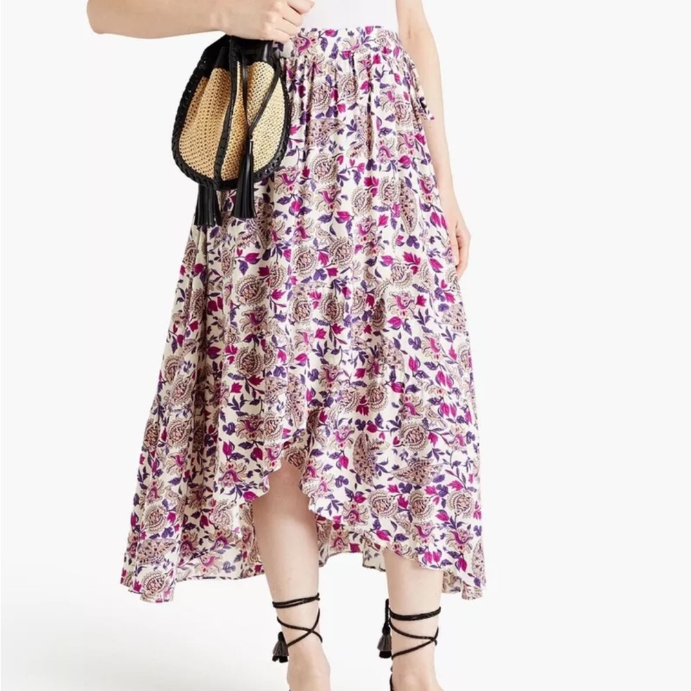 Ba&sh Women's XS Yeather Rose Purple Floral Midi Wrap Skirt